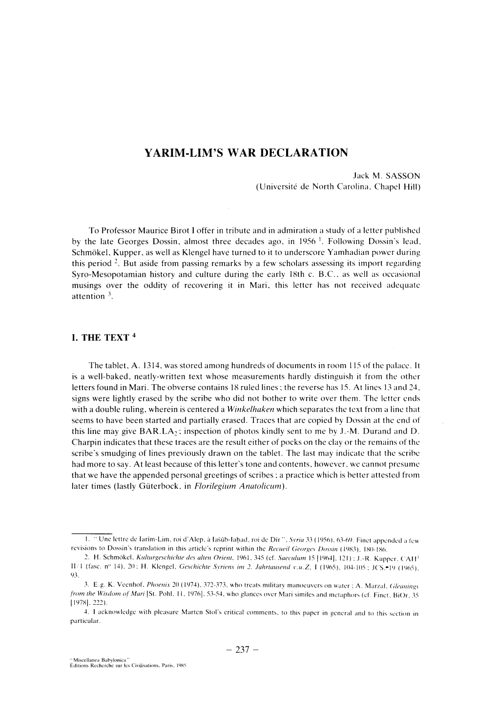 Yarim-Lim's War Declaration