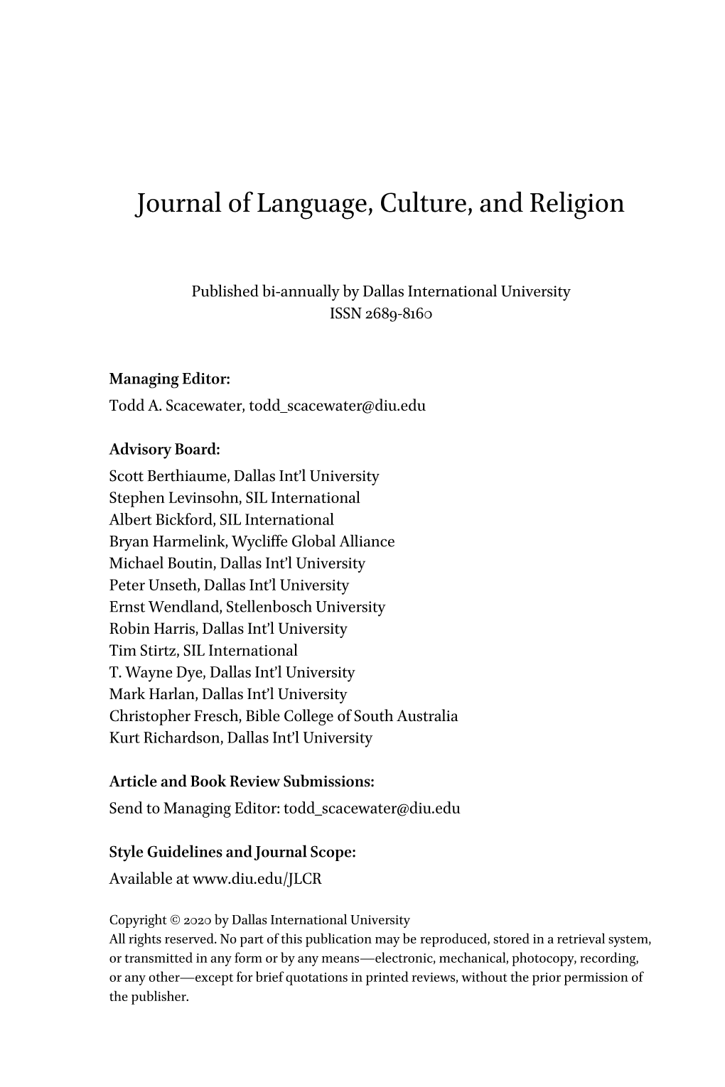 Journal of Language, Culture, and Religion