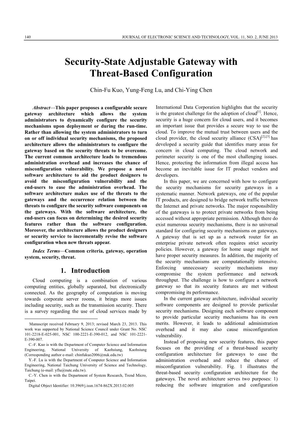 Security-State Adjustable Gateway with Threat-Based Configuration