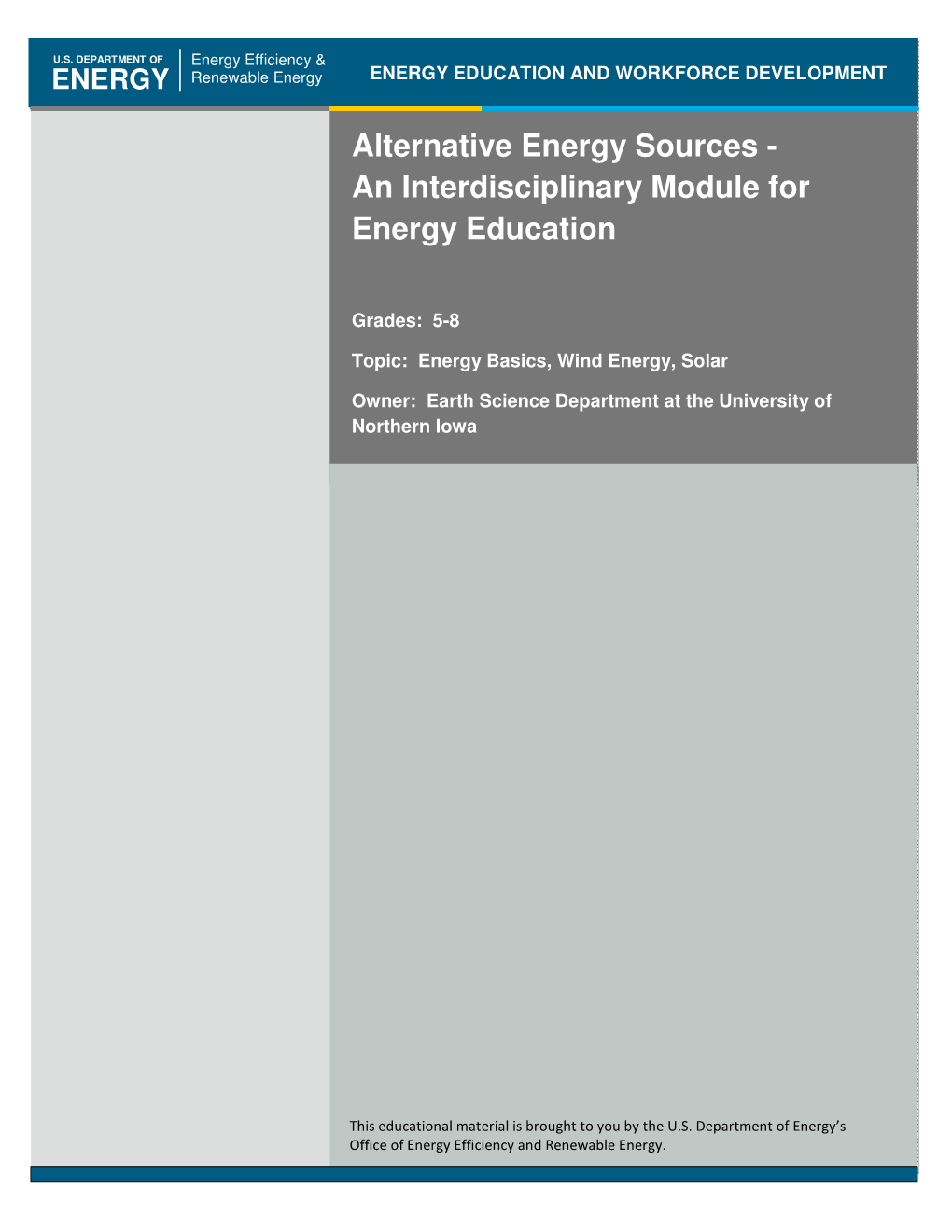 Alternative Energy Sources -- an Interdisciplinary Module