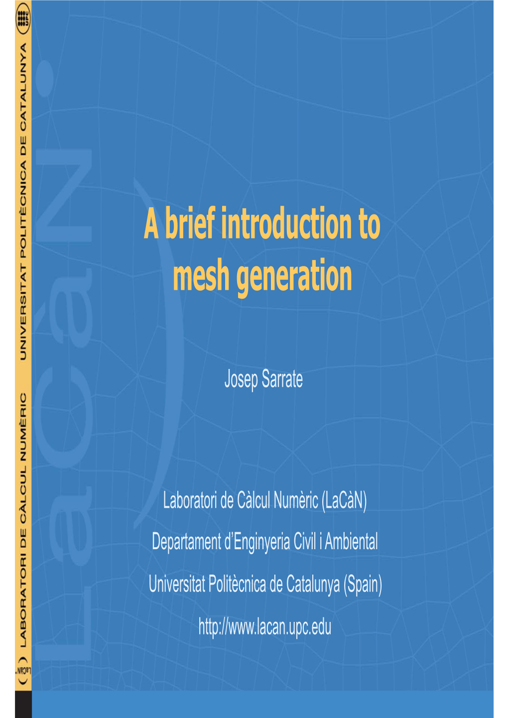A Brief Introduction to Mesh Generation