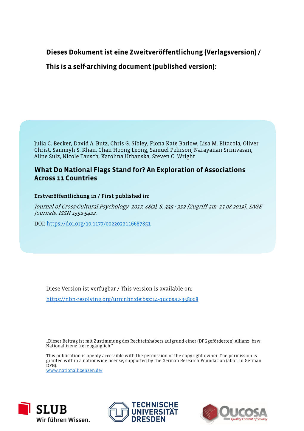 What Do National Flags Stand For? an Exploration of Associations Across 11 Countries