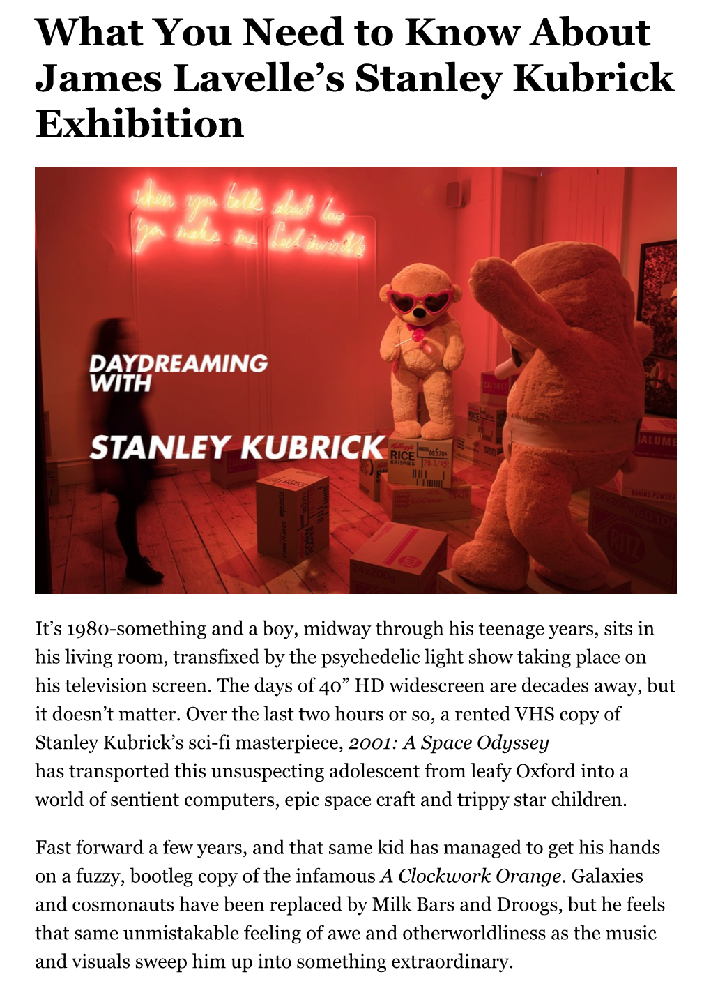 What You Need to Know About James Lavelle's Stanley Kubrick Exhibition