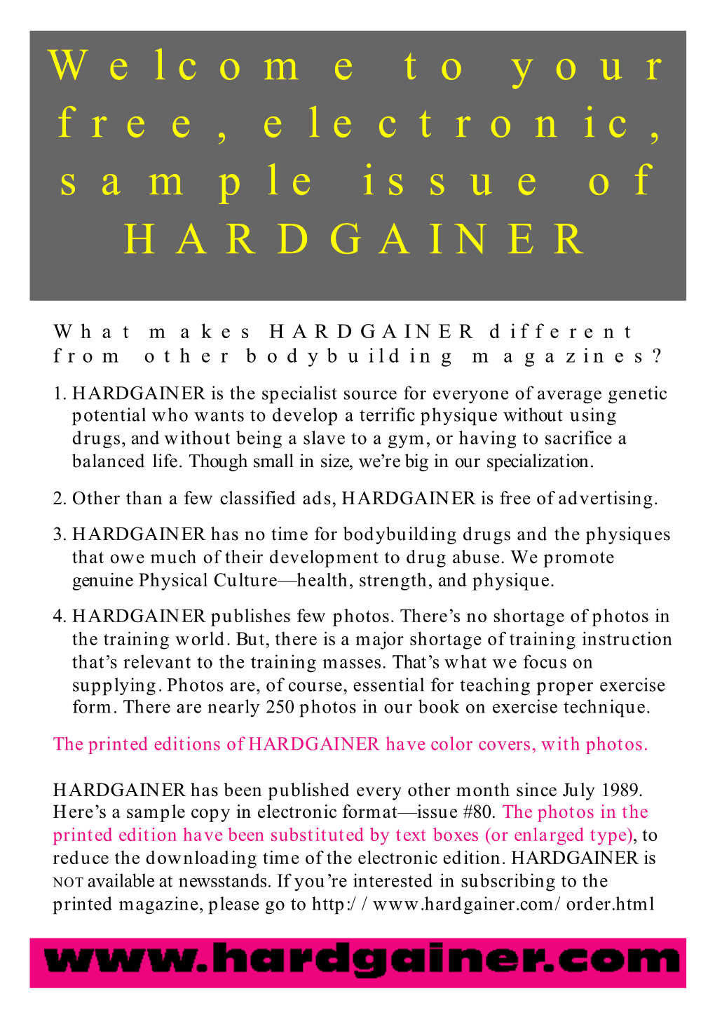 FREE Issue of Hardgainer Magazine!