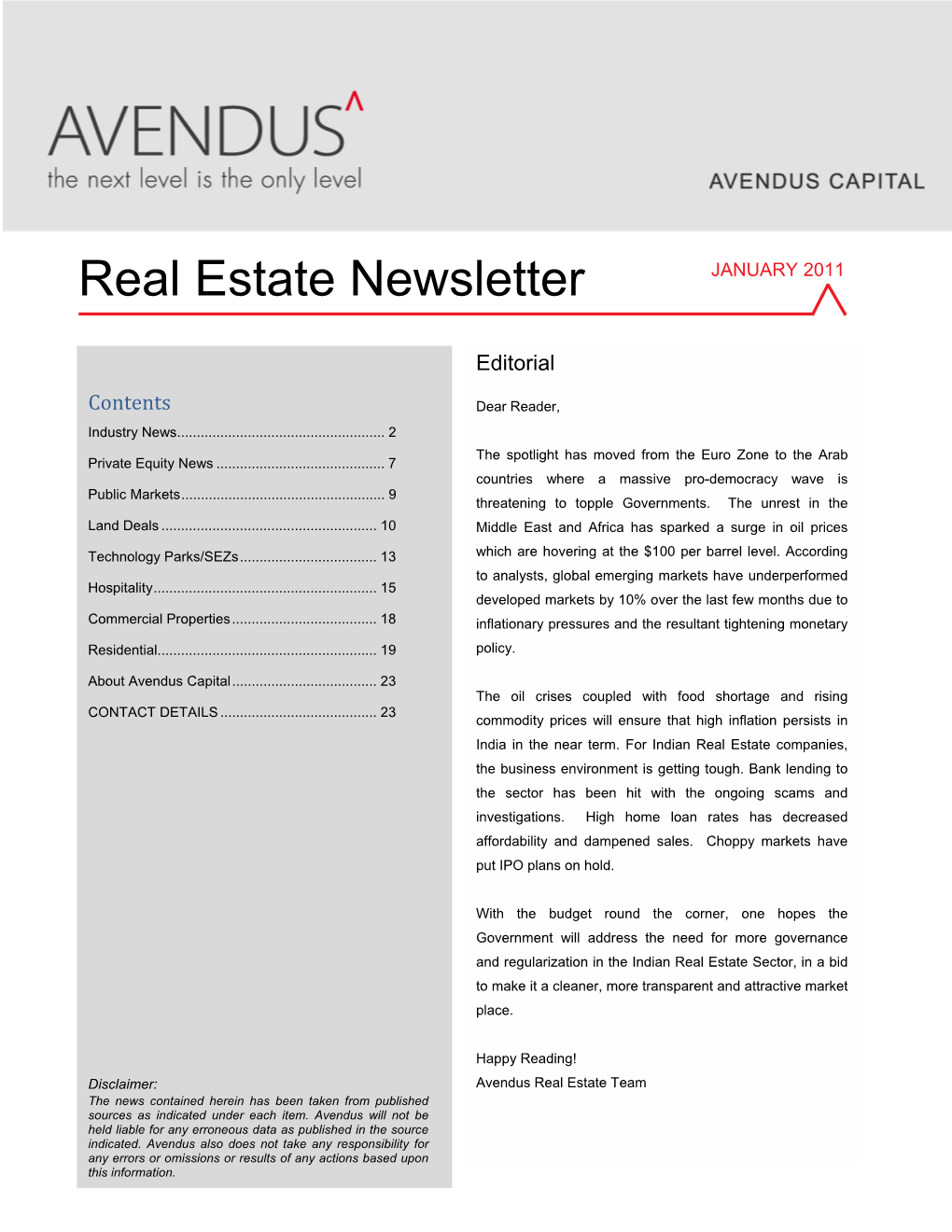 Real Estate Newsletter