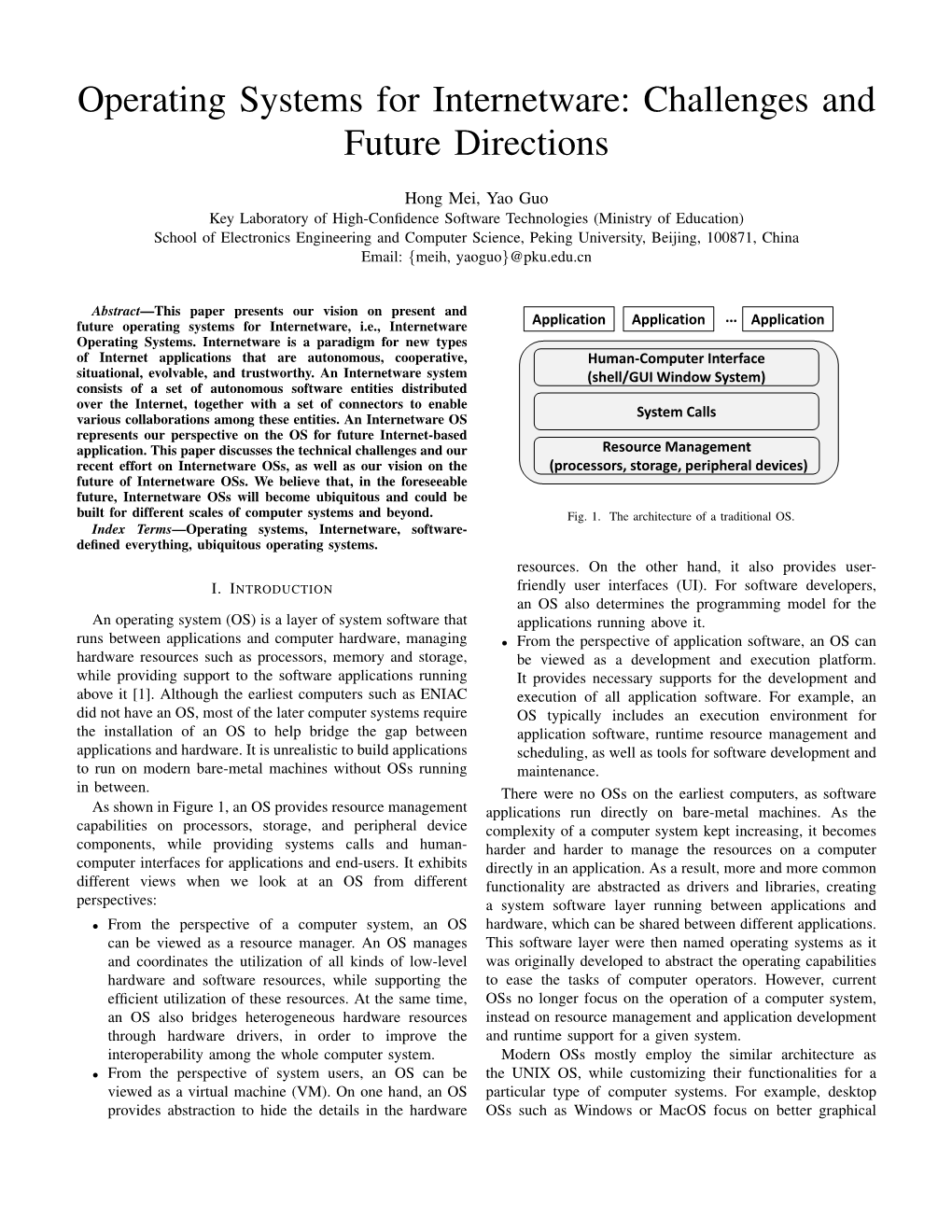 Operating Systems for Internetware: Challenges and Future Directions