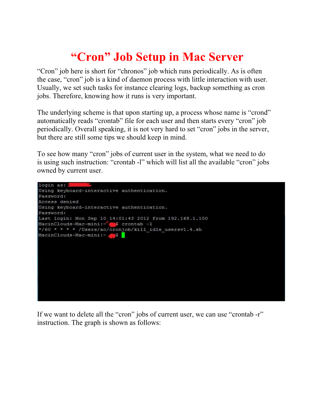 “Cron” Job Setup in Mac Server
