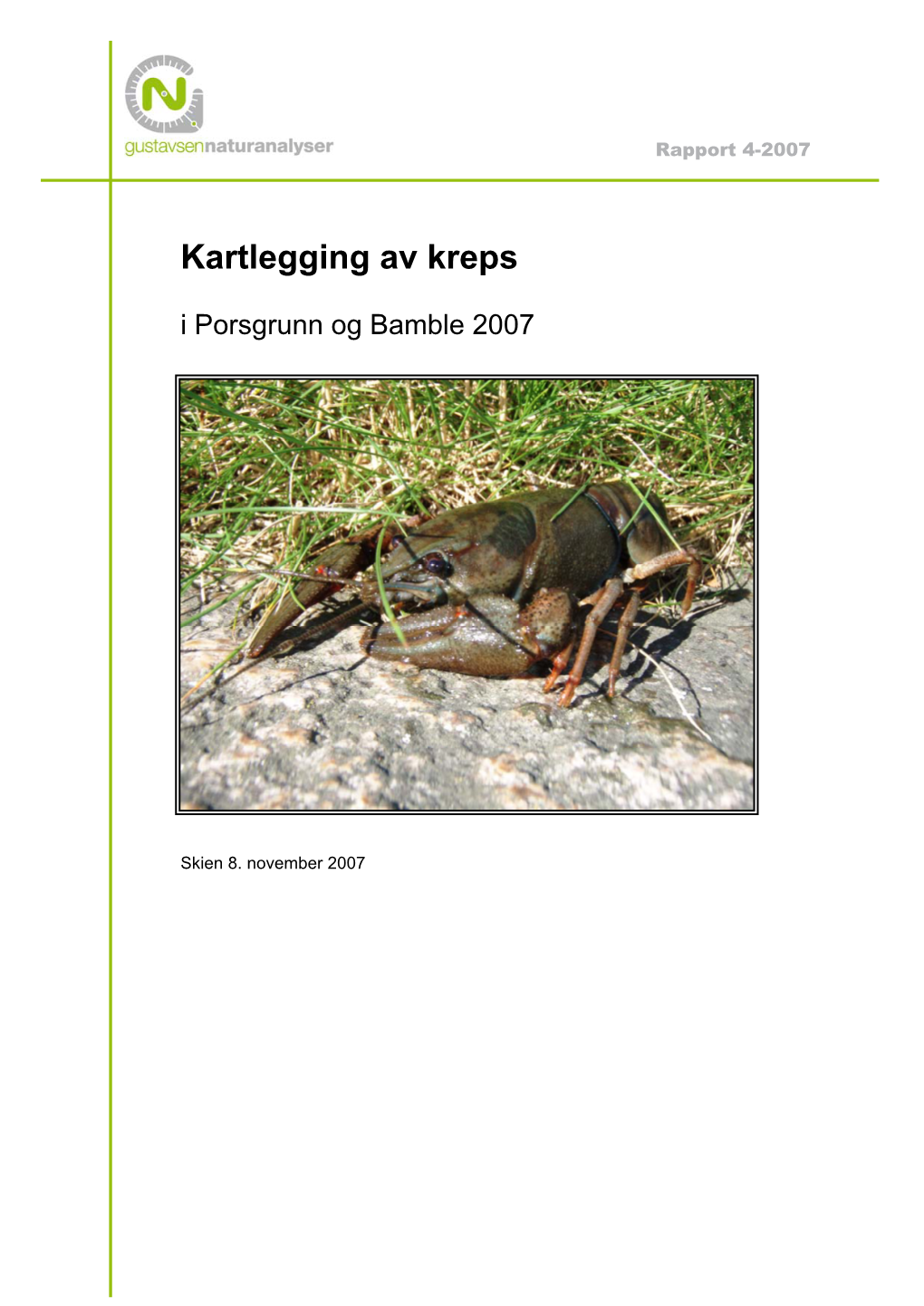 Kartlegging Av Kreps I Porsgrunn Og Bamble 2007