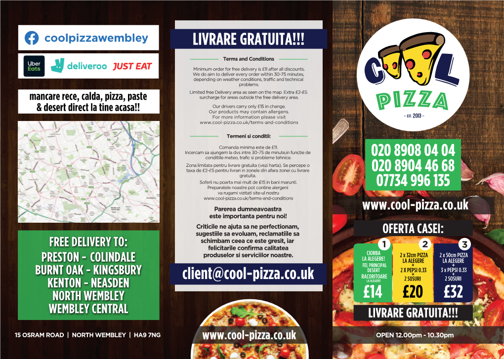 Cool Pizza NEW Trifold Leaflets May 2021