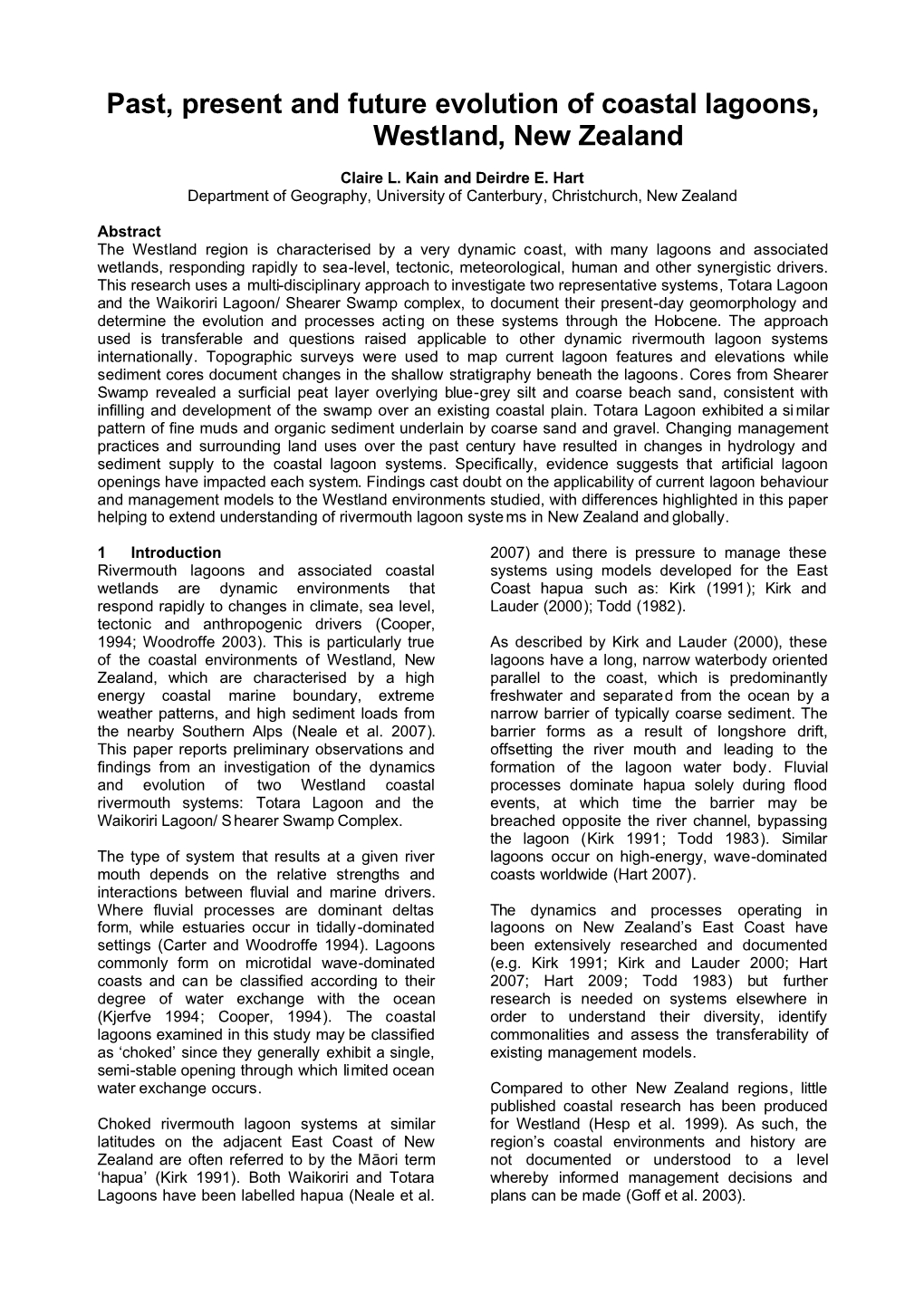 Past, Present and Future Evolution of Coastal Lagoons, Westland, New Zealand