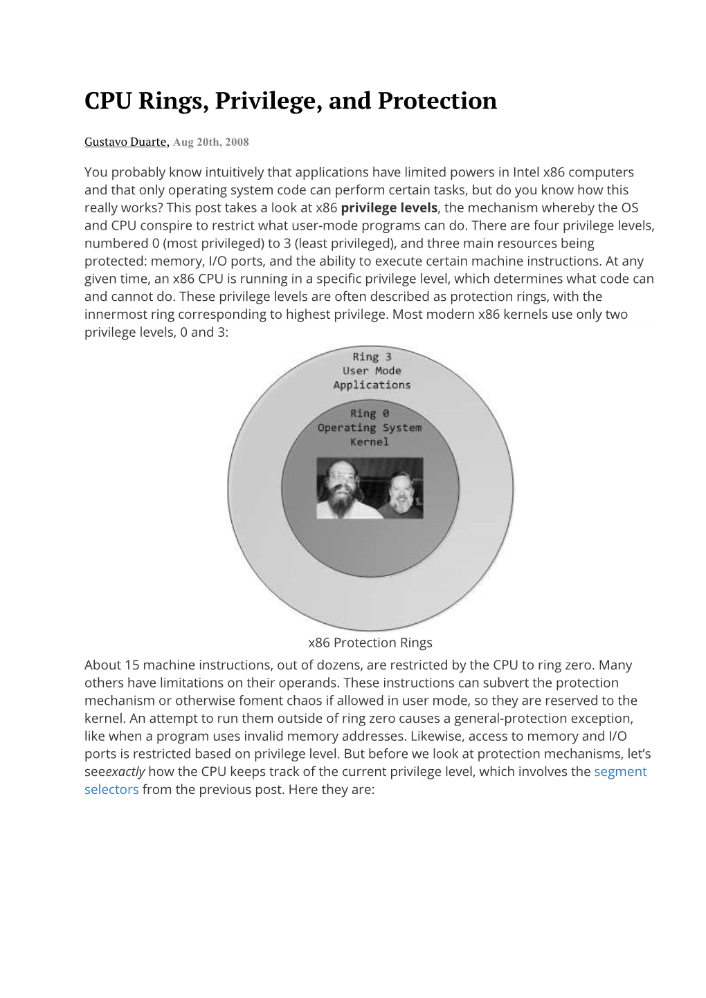 CPU Rings, Privilege, and Protection