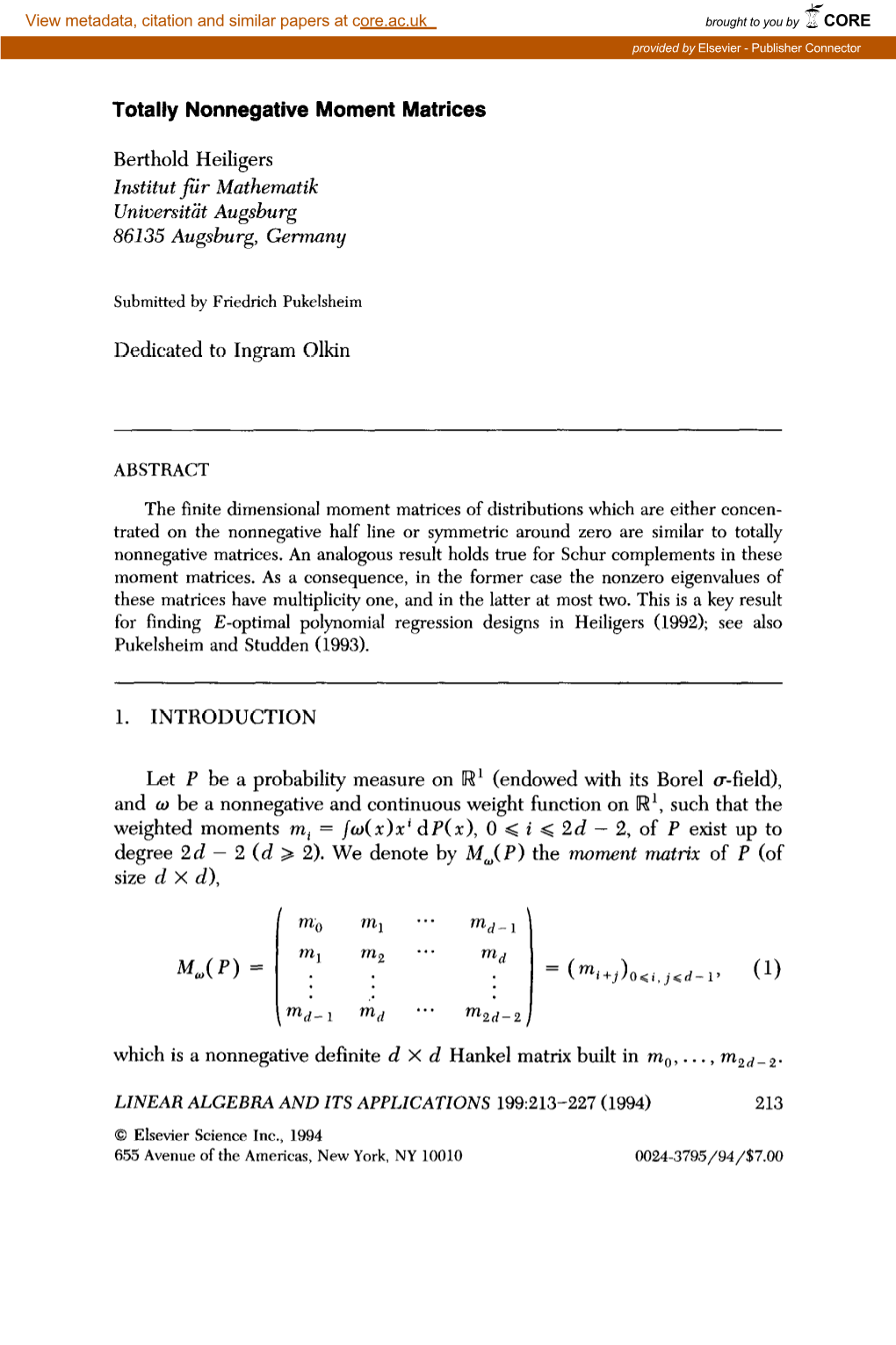 Totally Nonnegative Moment Matrices