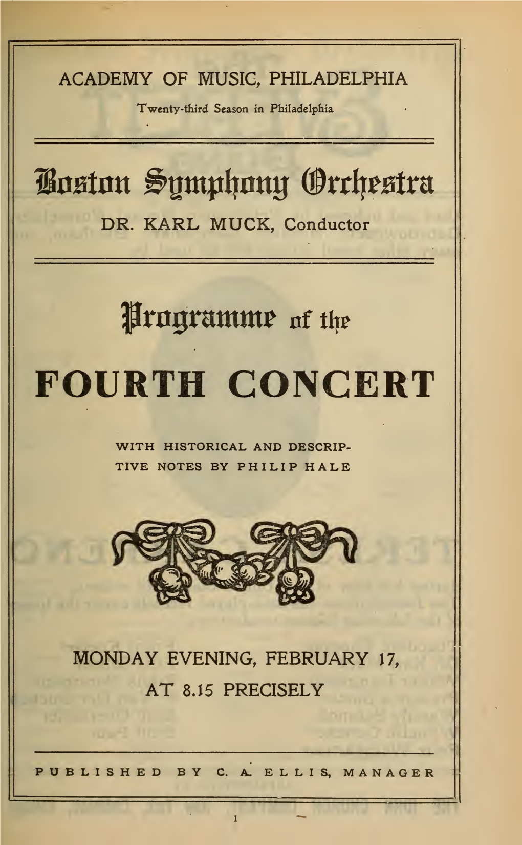 Boston Symphony Orchestra Concert Programs, Season 27,1907