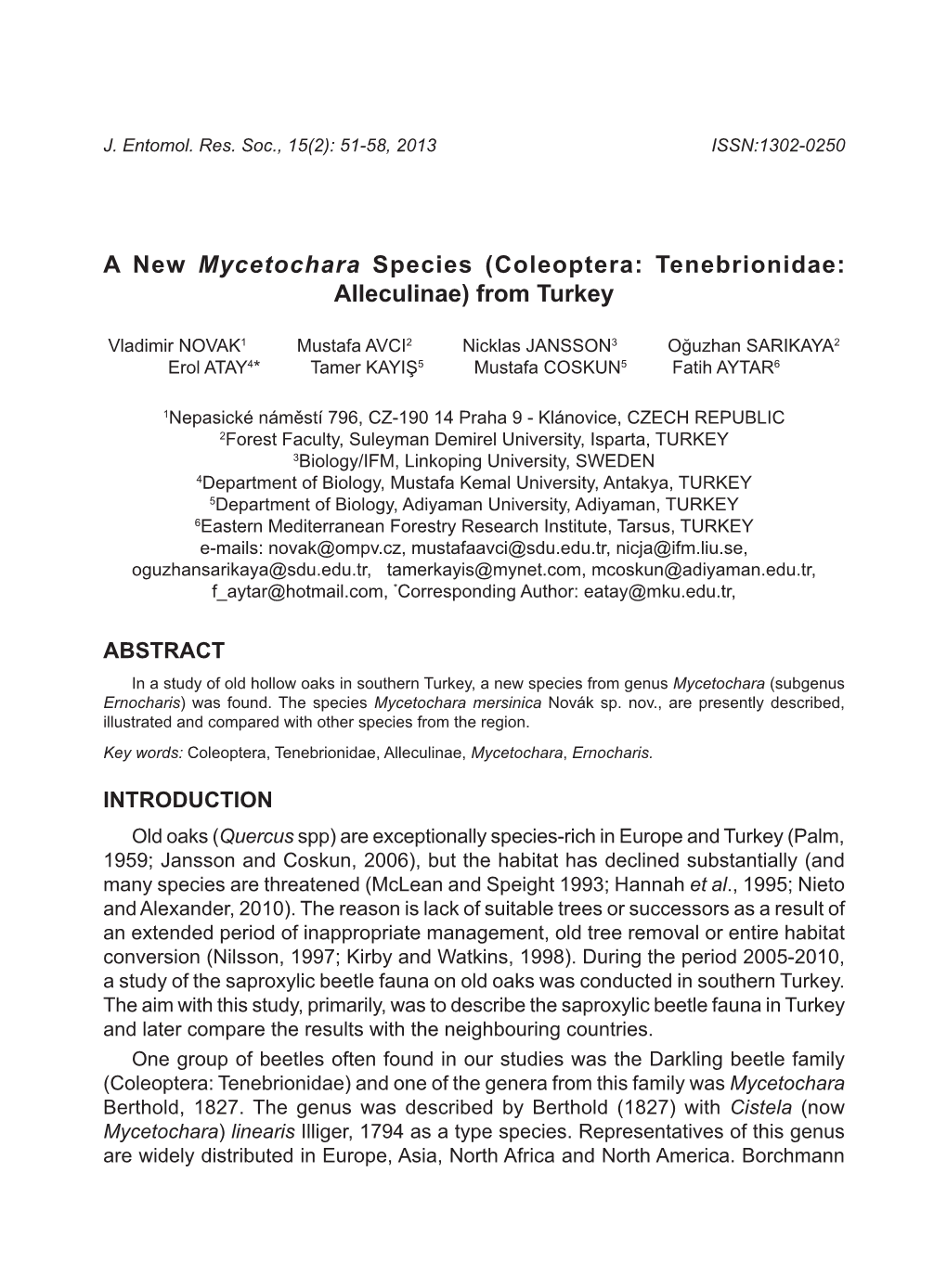 Coleoptera: Tenebrionidae: Alleculinae) from Turkey