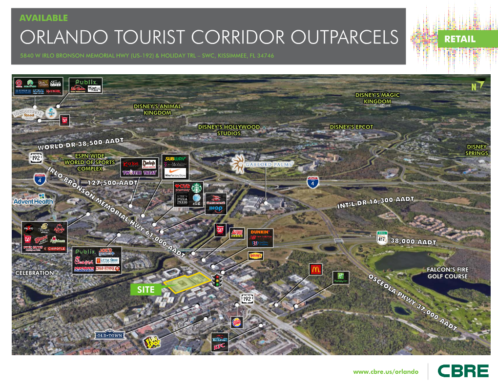 Orlando Tourist Corridor Outparcels 5840 W Irlo Bronson Memorial Hwy (Us-192) & Holiday Trl – Swc, Kissimmee, Fl 34746