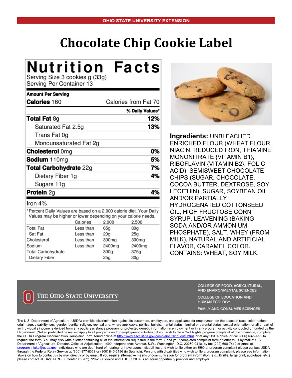 Chocolate Chip Cookie Label