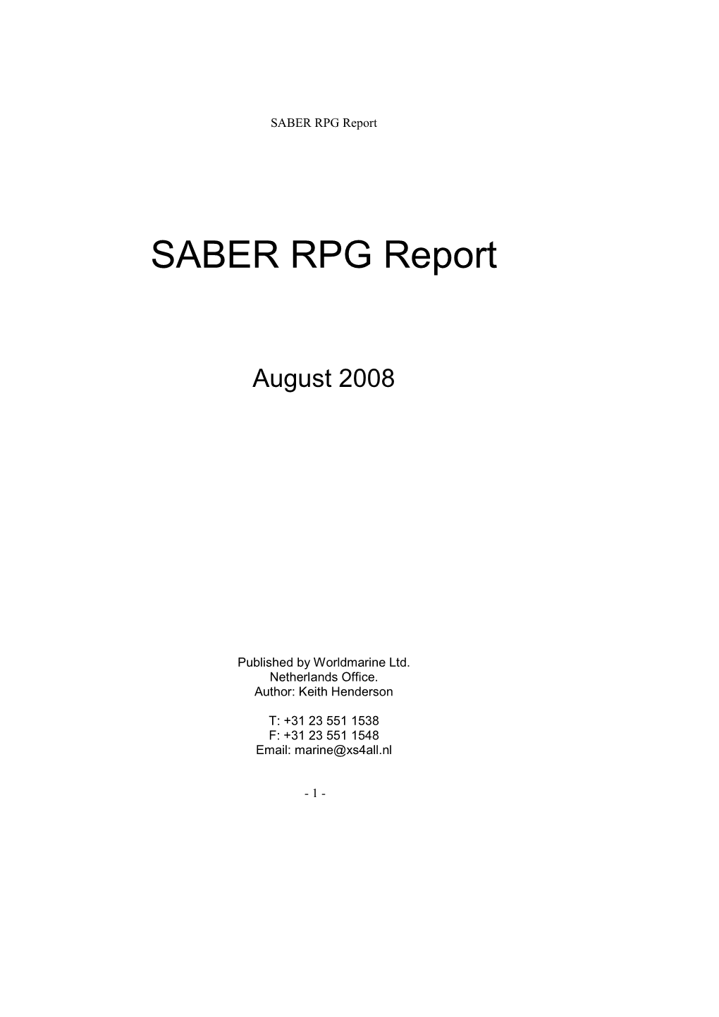 SABER RPG Report