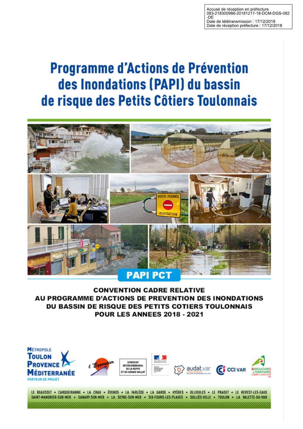 18-Dcm-Dgs-082-Convention-Cadre Relative Au Programme D'actions De Prevention Des Inondations
