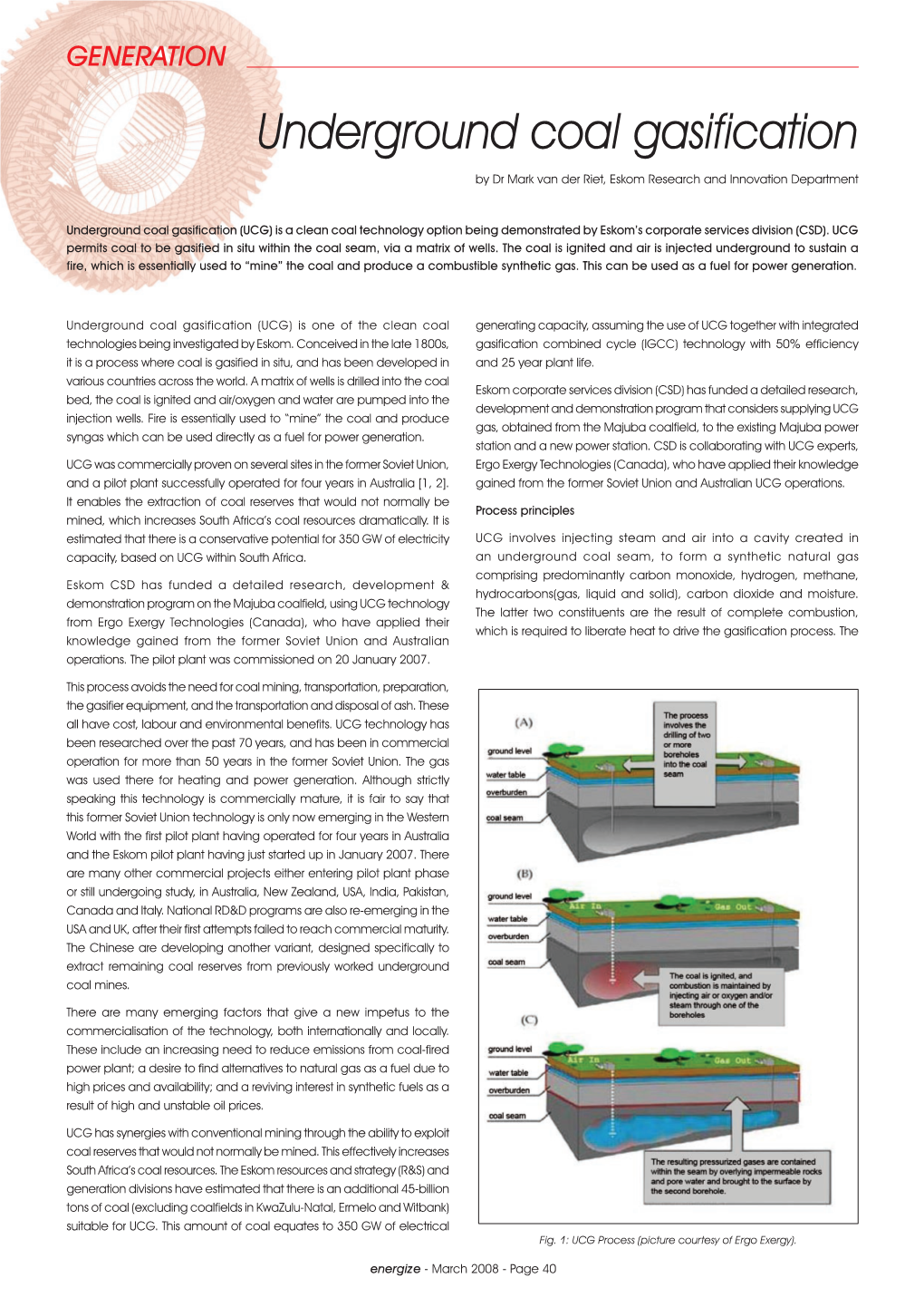 Underground Coal Gasification