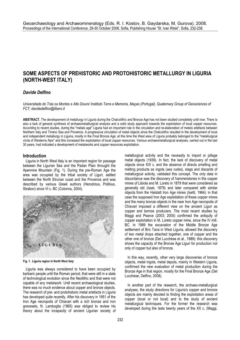 Some Aspects of Prehistoric and Protohistoric Metallurgy in Liguria (North-West Italy)