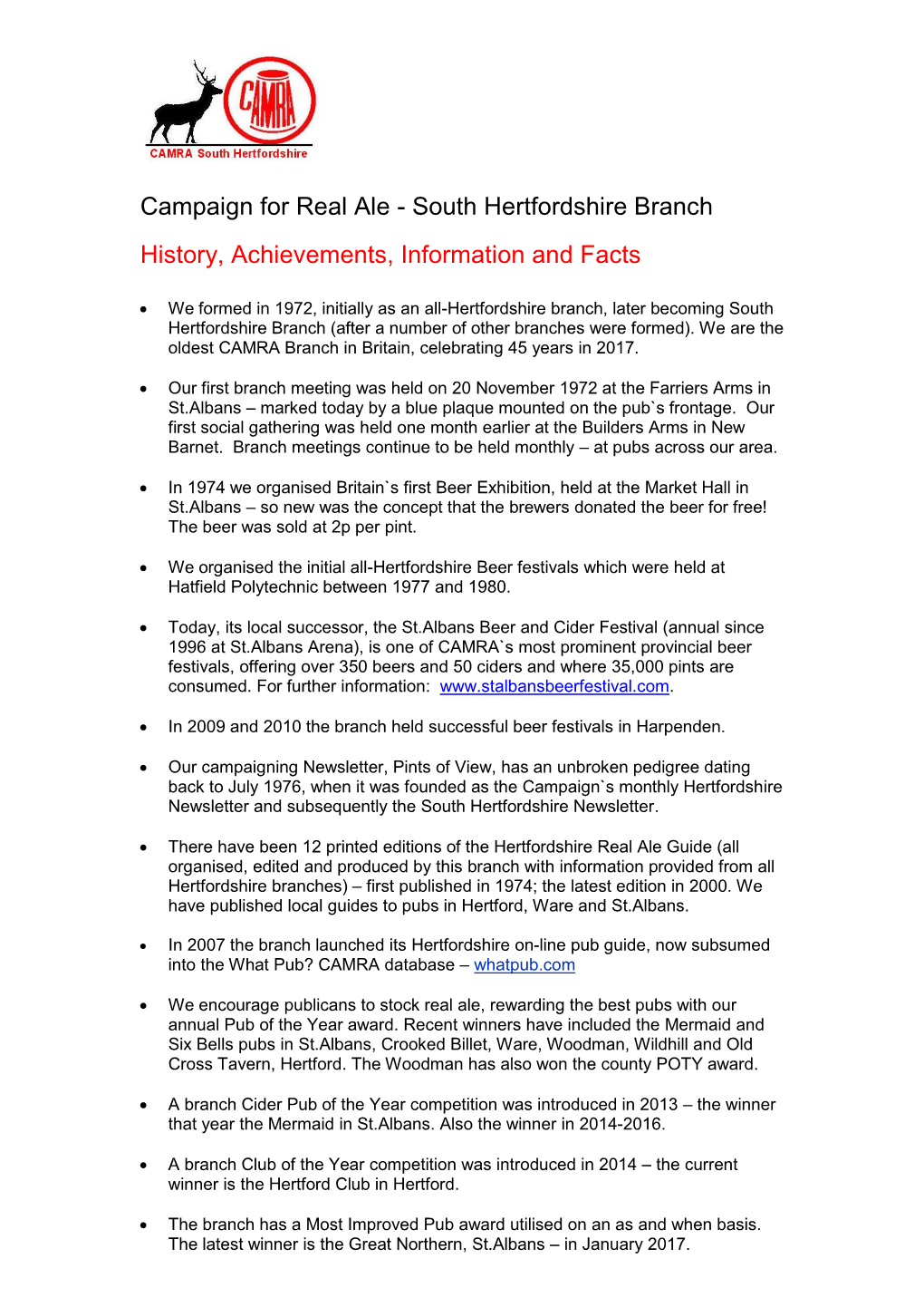 Campaign for Real Ale - South Hertfordshire Branch