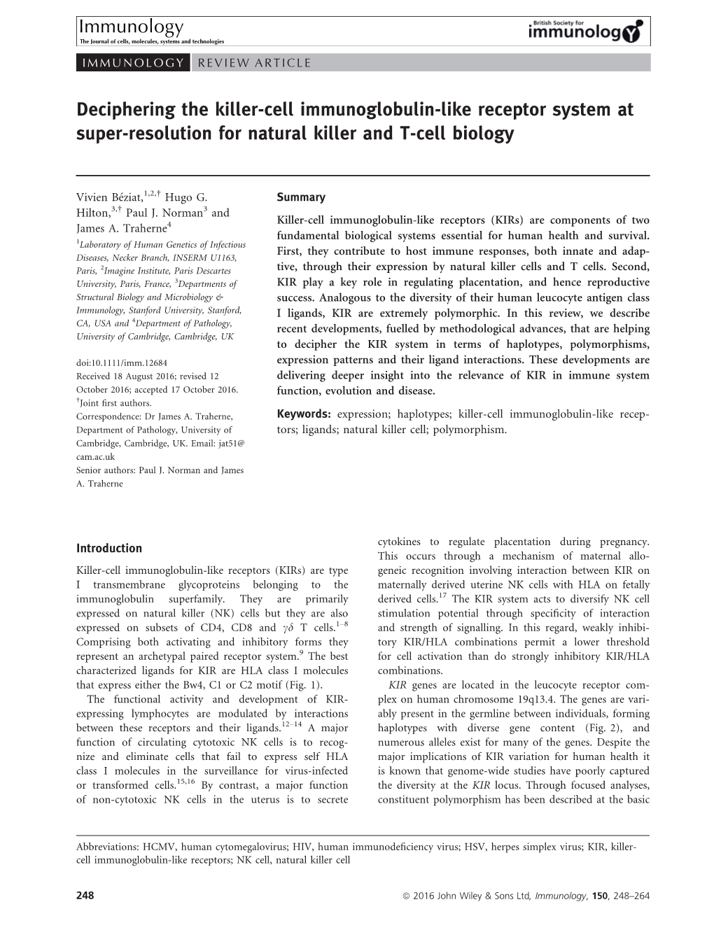 Deciphering the Killer‐Cell Immunoglobulin‐Like Receptor System At