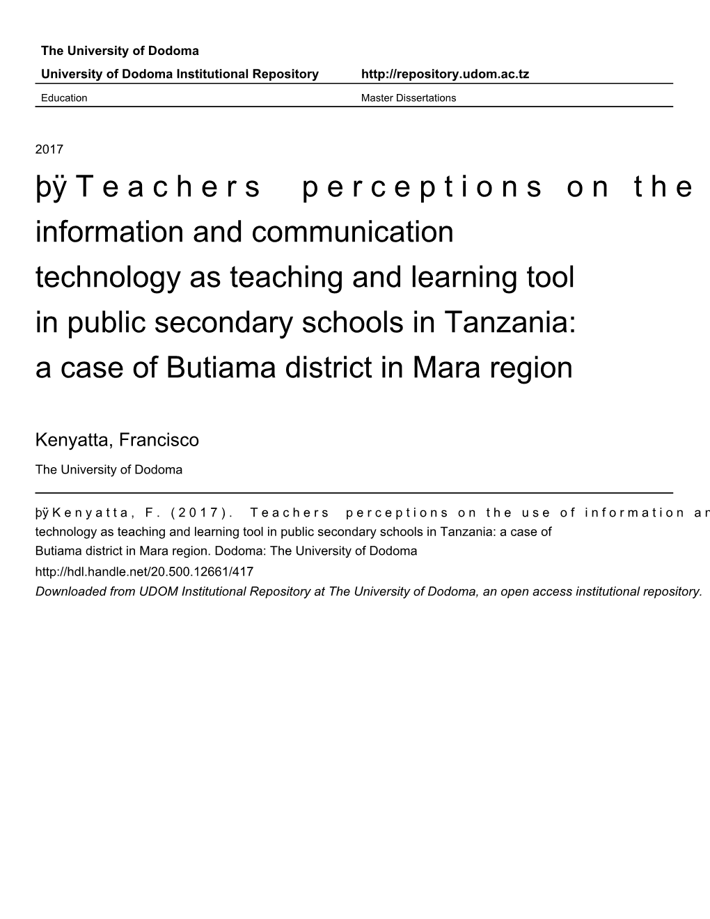 Þÿteachers Perceptionsontheuseof Information and Communication