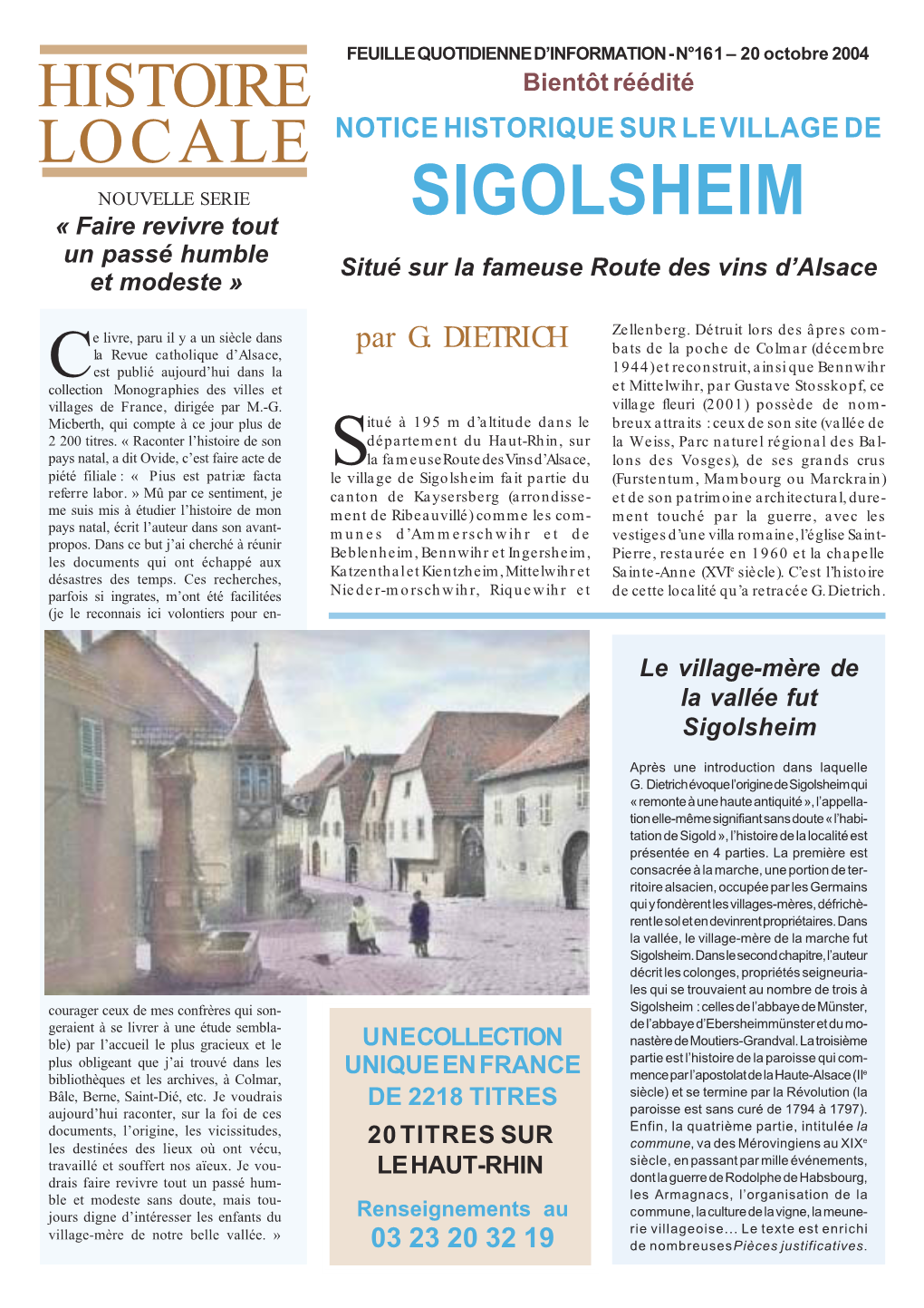 Notice Historique Sur Sigolsheim