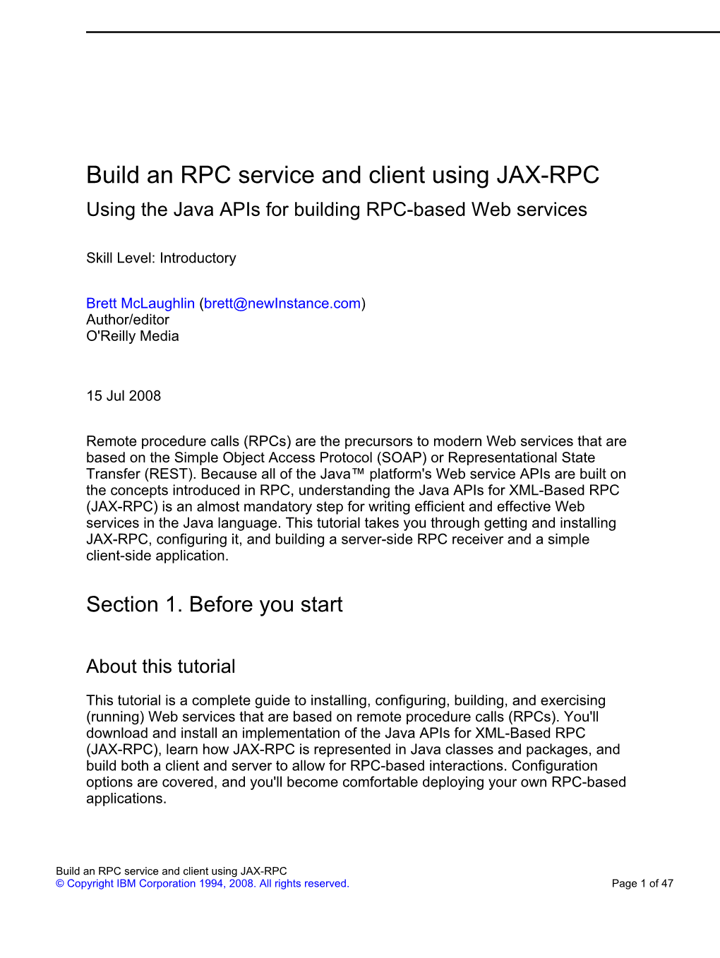 Build an RPC Service and Client Using JAX-RPC Using the Java Apis for Building RPC-Based Web Services