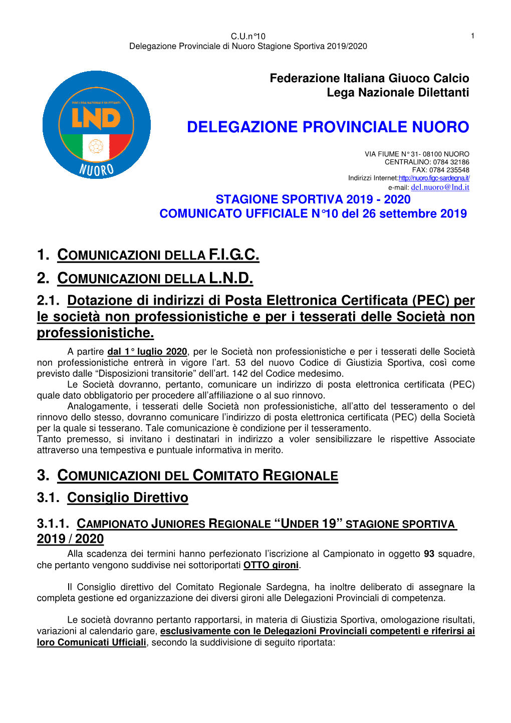 Delegazione Provinciale Nuoro