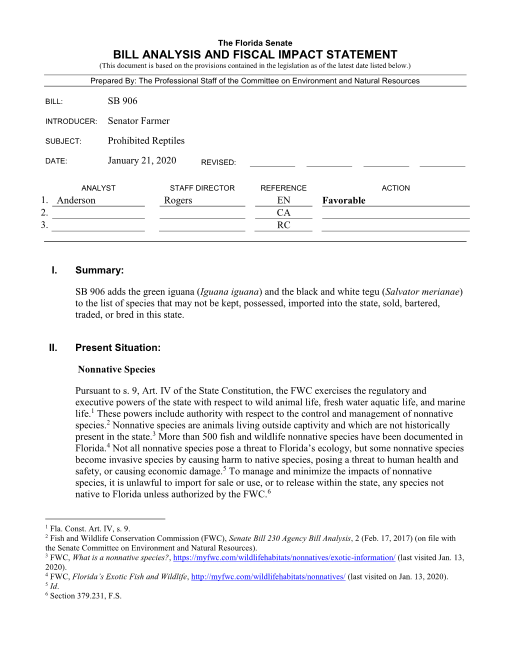 Bill Analysis and Fiscal Impact Statement