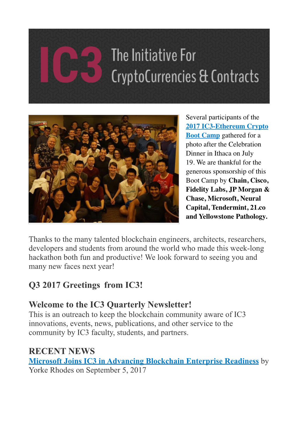 IC3 Newsletter, September 6, 2017