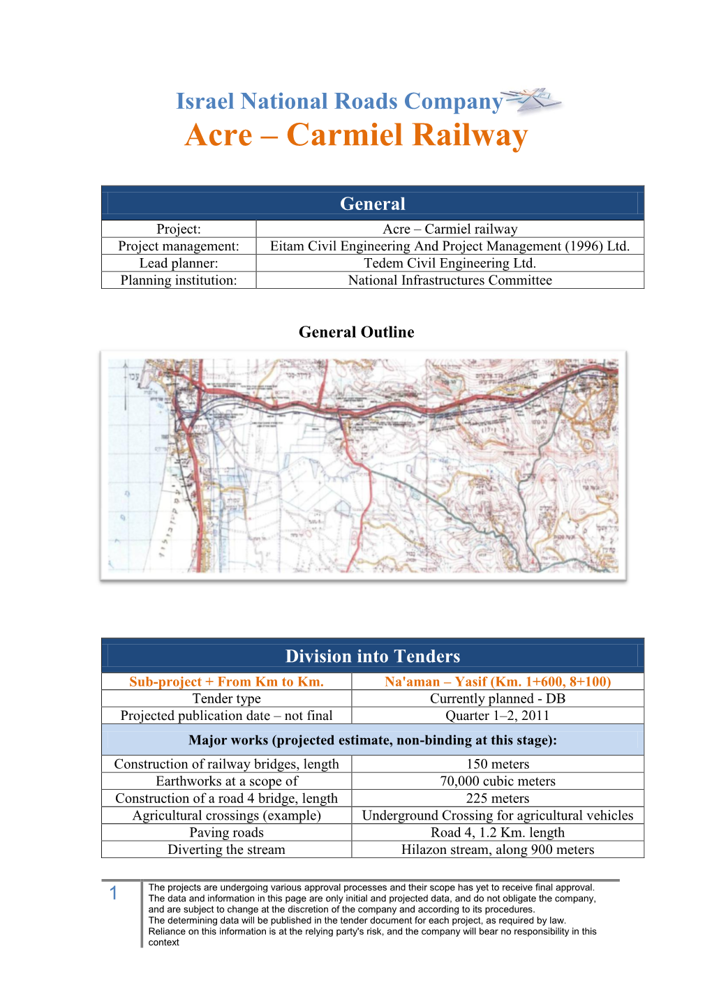 Israel National Roads Company Acre – Carmiel Railway General