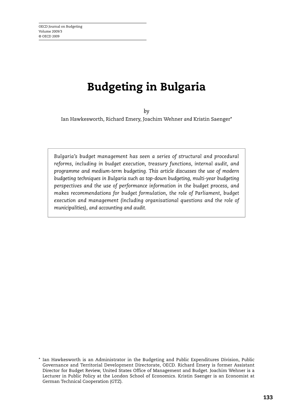 Budgeting in Bulgaria