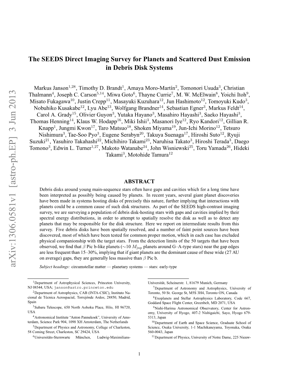 Arxiv:1306.0581V1 [Astro-Ph.EP] 3 Jun 2013