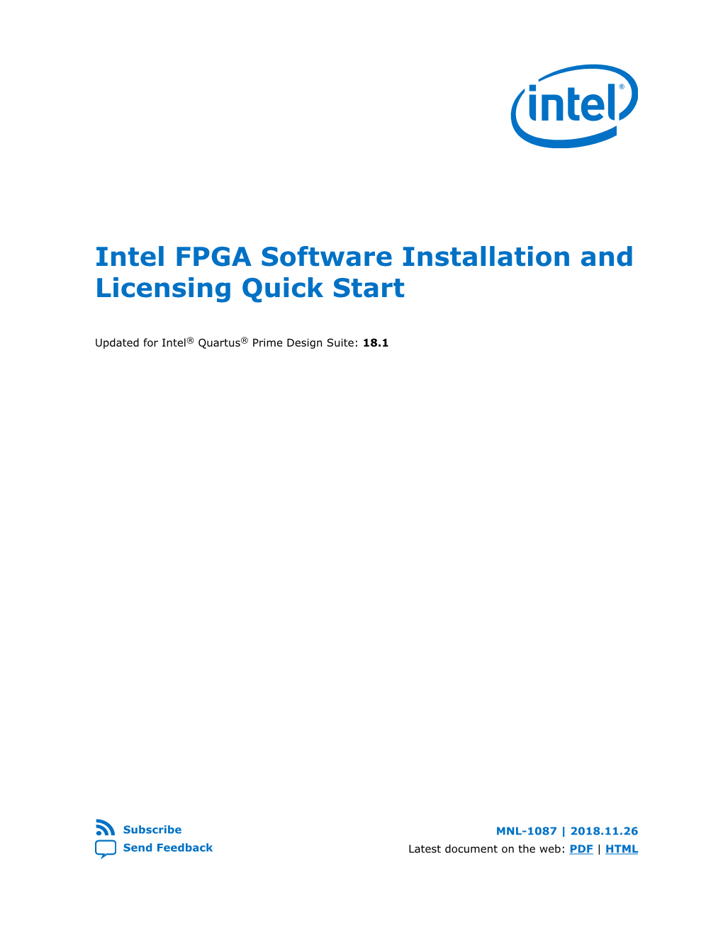 Intel FPGA Software Installation and Licensing Quick Start