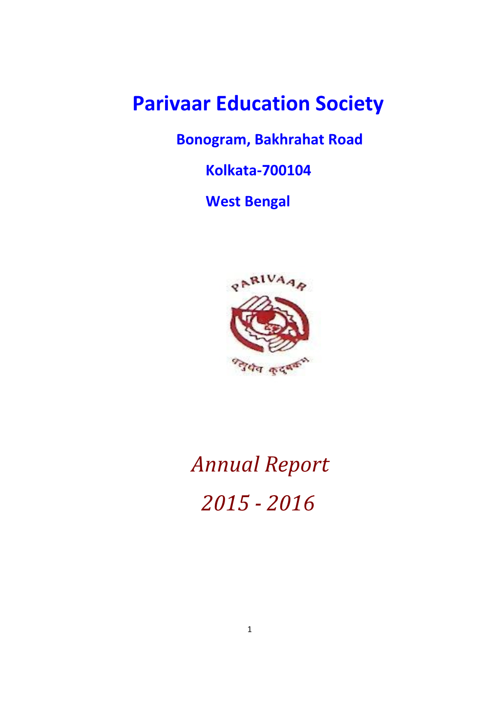 Parivaar Education Society Annual Report 2015
