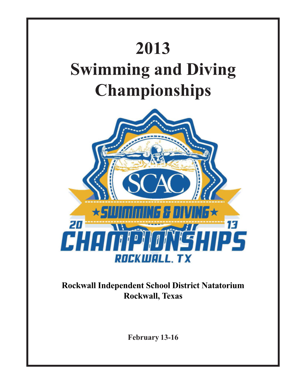 2013 SCAC Swimming & Diving Championships Program.Pmd