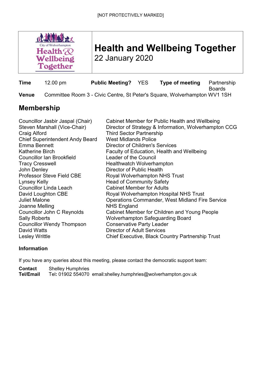Health and Wellbeing Together 22 January 2020