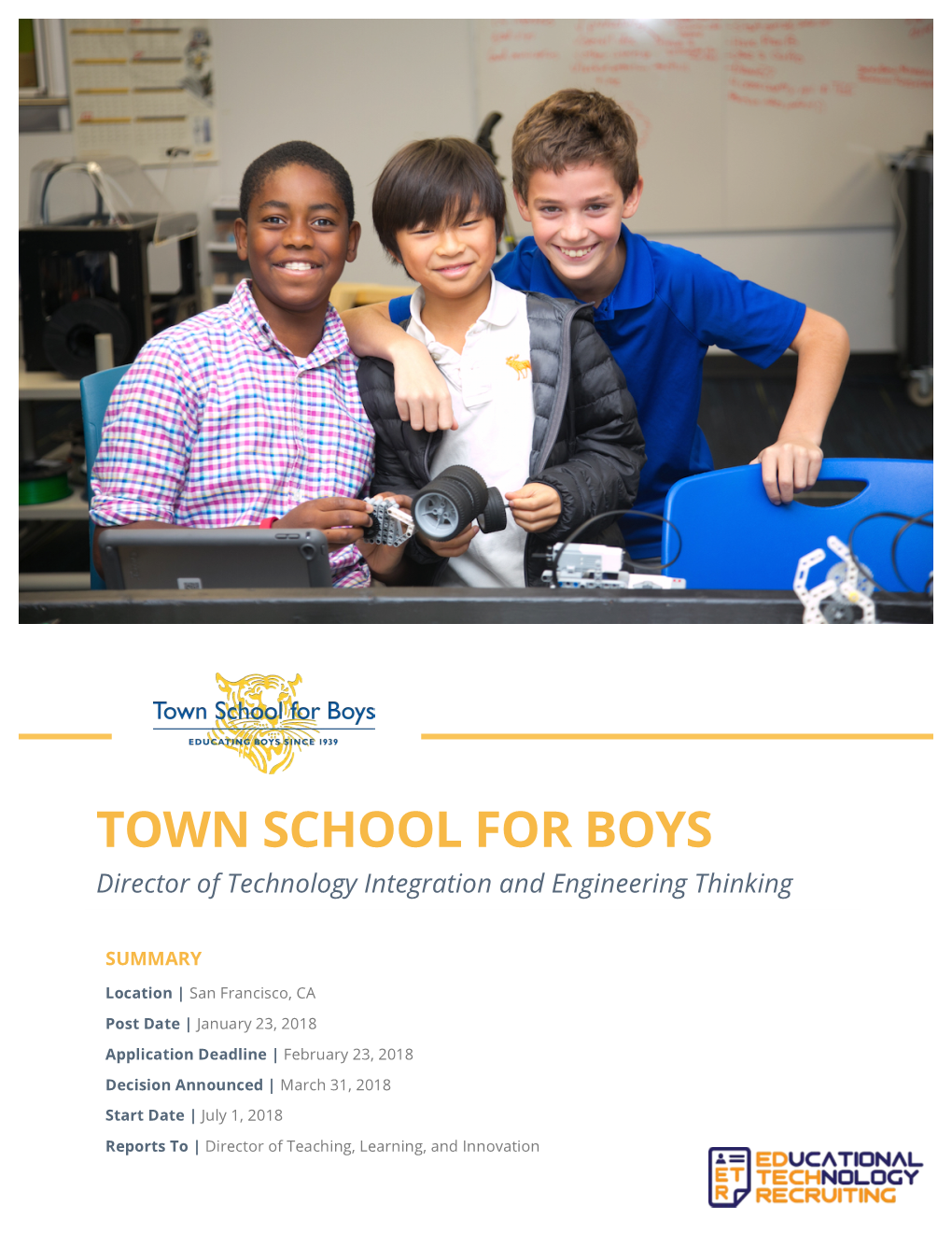 Town School Director of Technology Integration and Engineering Thinking