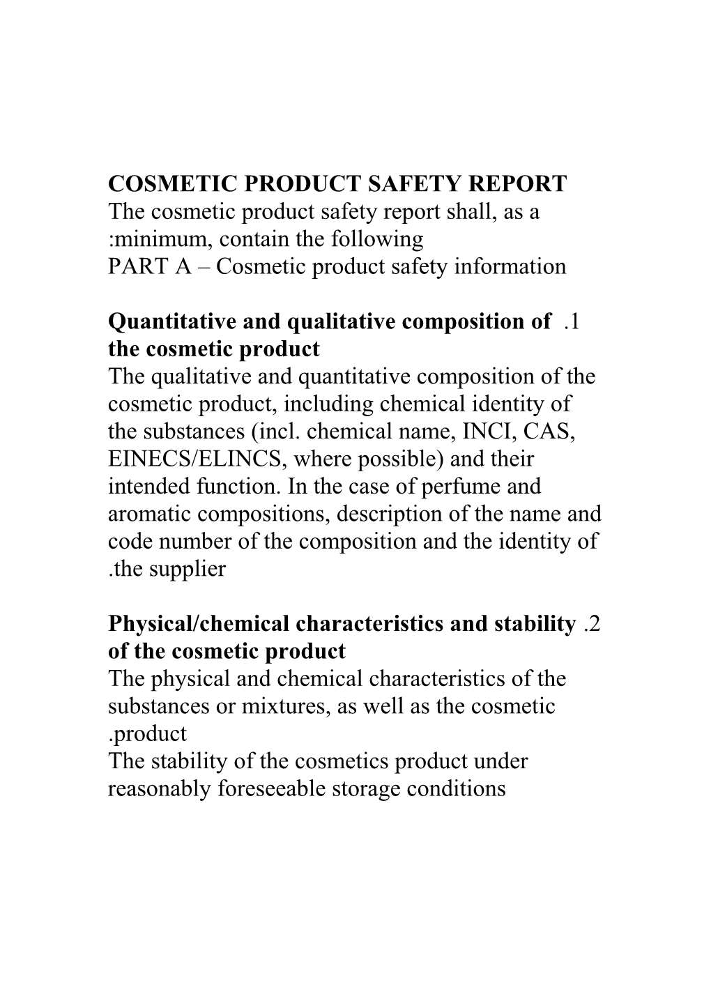 Cosmetic Product Safety Report