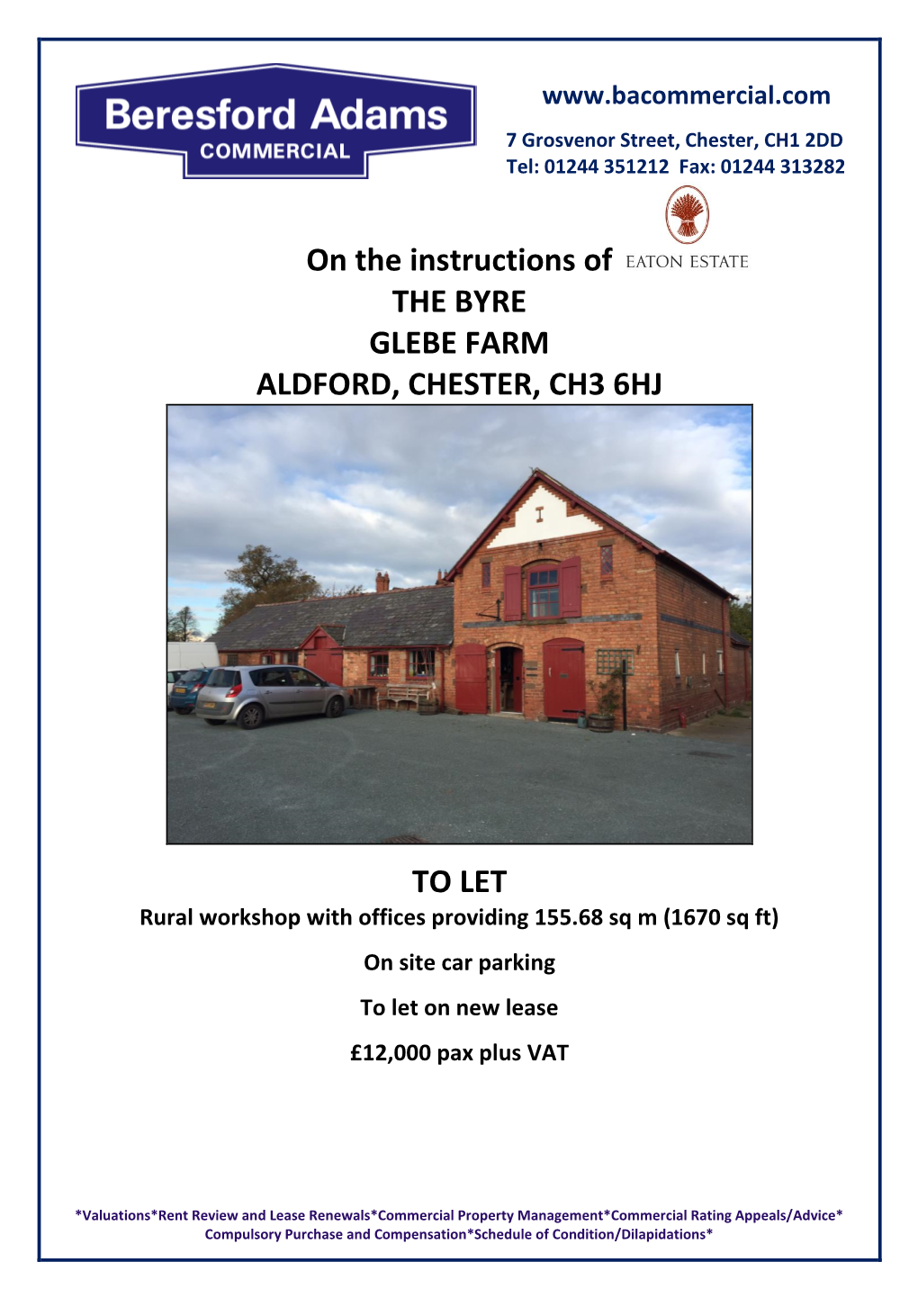 On the Instructions of the BYRE GLEBE FARM ALDFORD, CHESTER, CH3 6HJ