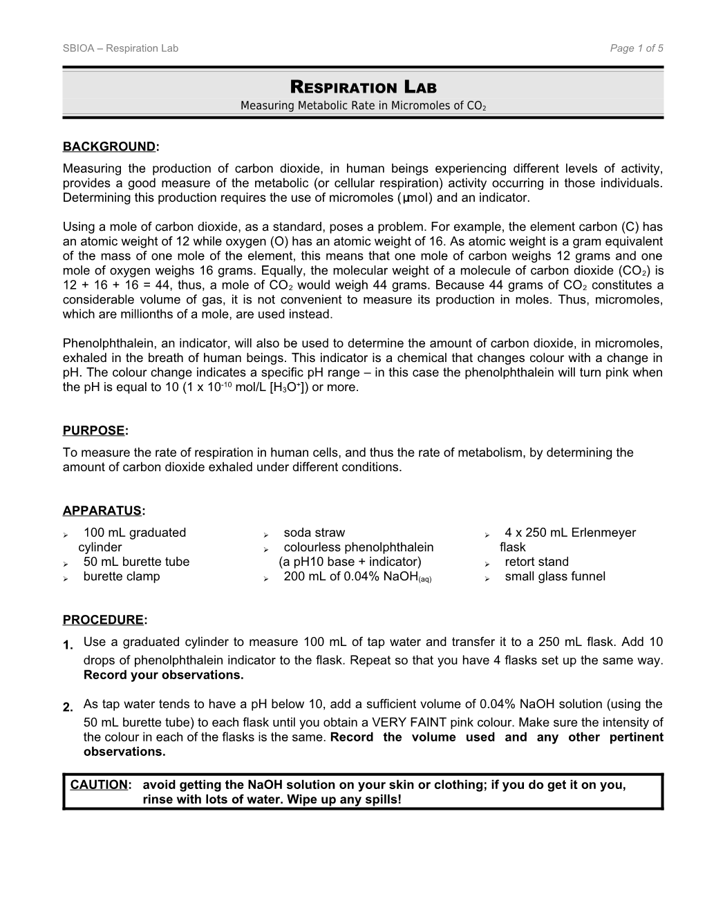 SBIOA Respiration Lab Page 3 of 4