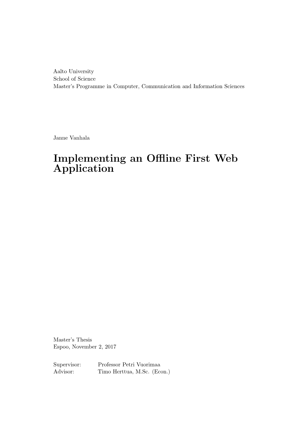 Implementing an Offline First Web Application