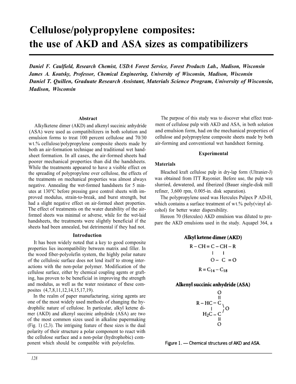 Cellulose/Polypropylene Composites: the Use of AKD and ASA Sizes As Compatibilizers