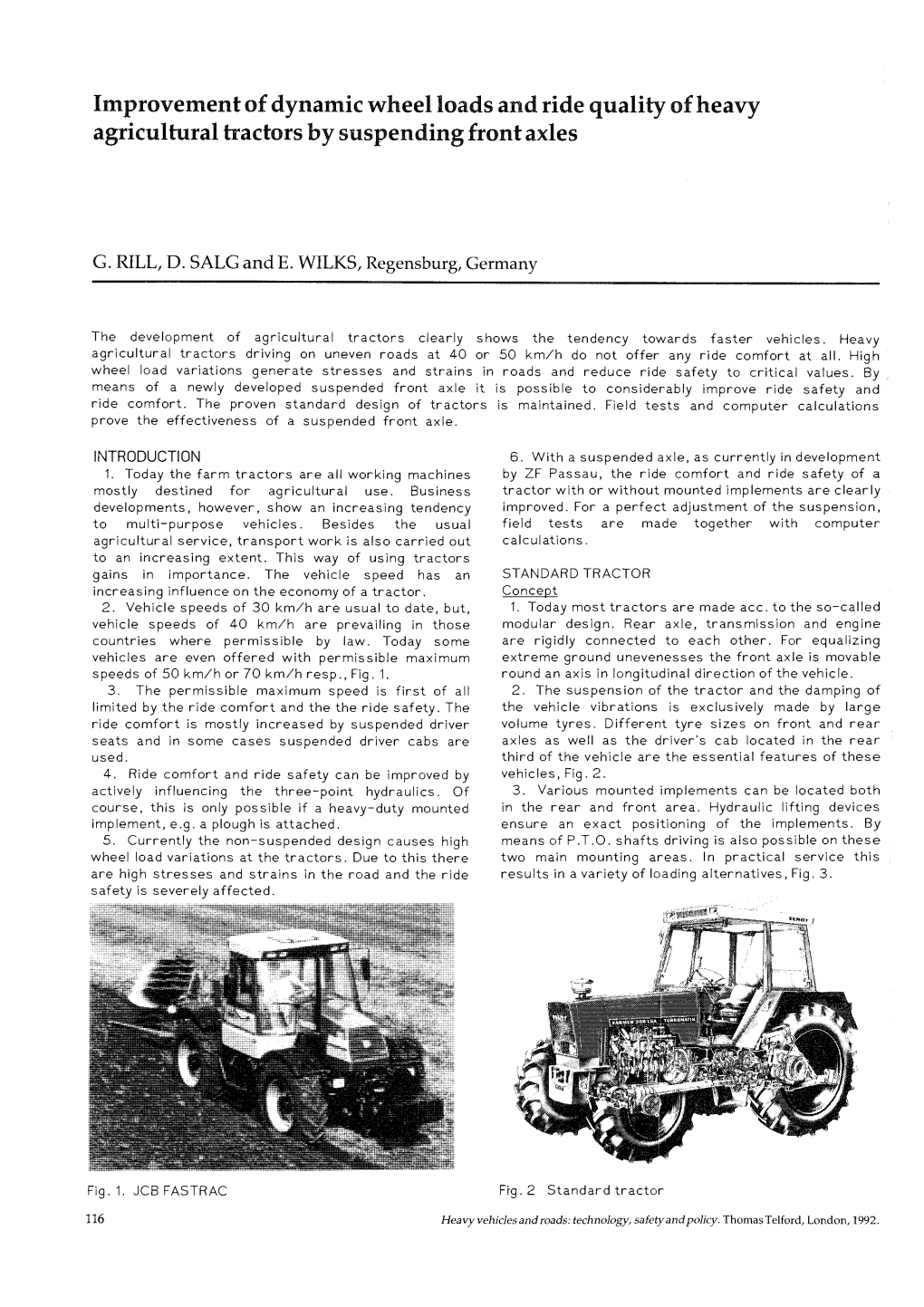 Improvement of Dynamic Wheel Loads and Ride Quality of Heavy Agricultural Tractors by Suspending Front Axles