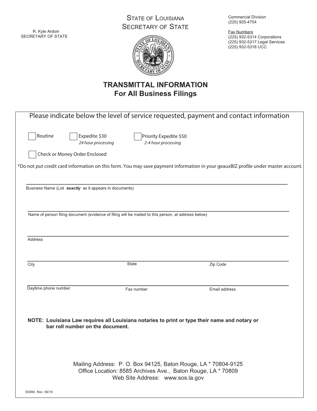 Partnership Registration-Louisiana