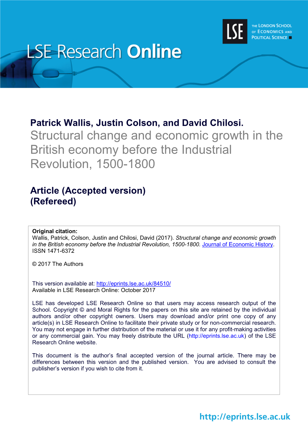 Structural Change and Economic Growth in the British Economy Before the Industrial Revolution, 1500-1800