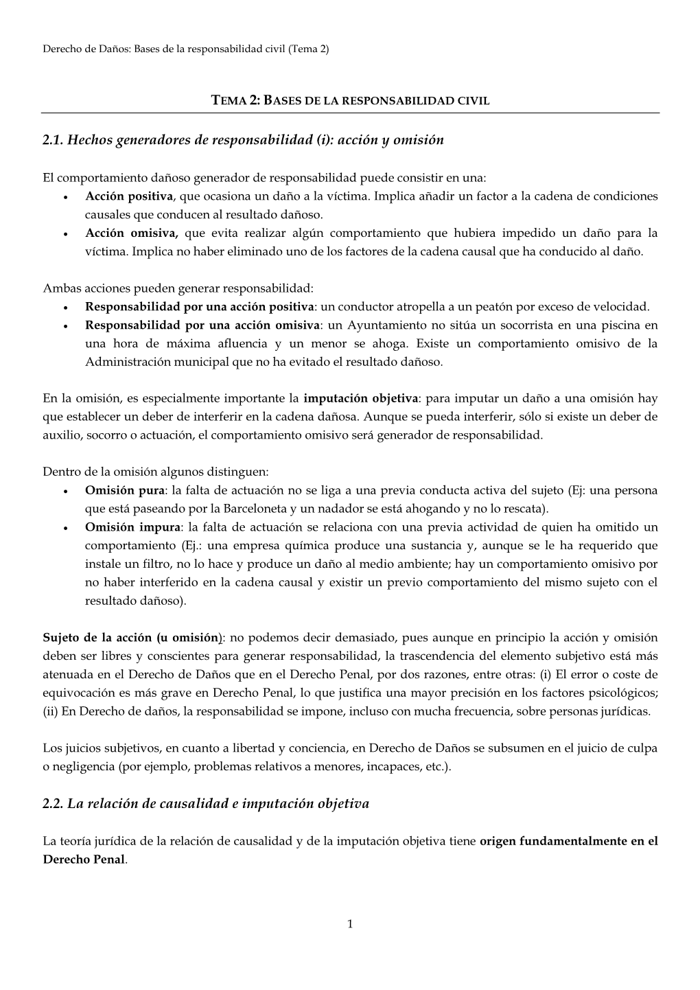 Tema 2: Bases De La Responsabilidad Civil