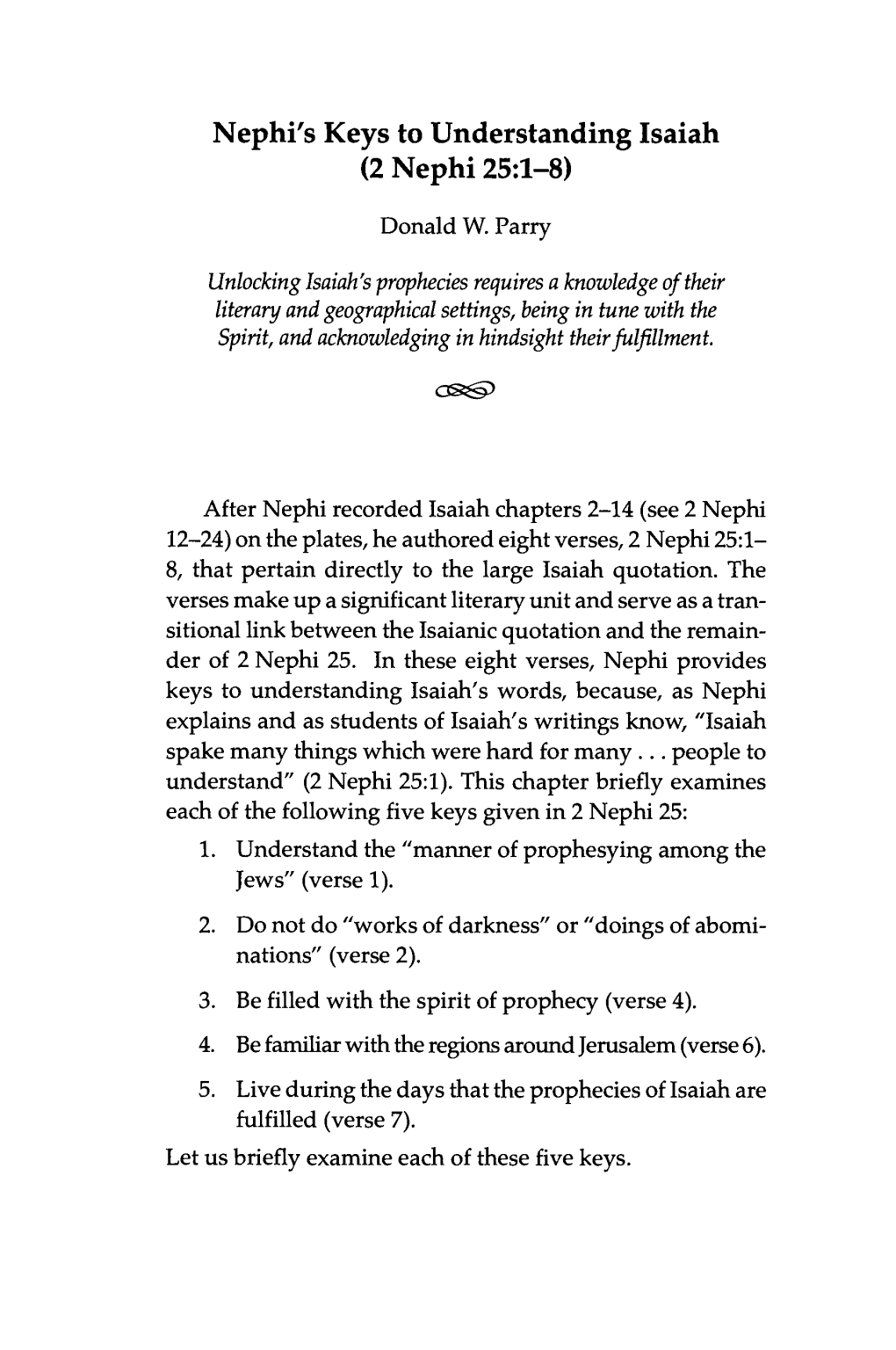 Nephi's Keys to Understanding Isaiah (2 Nephi 25:1-8)